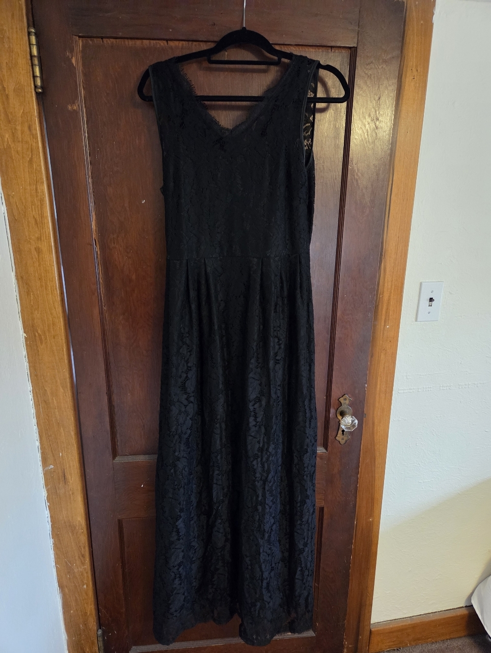 Black Lace Floor Length Dress